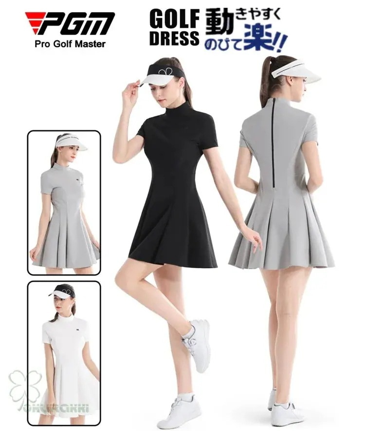 ゴルフウェア レディース ゴルフ ドレス ワンピース 丈長め ゴルフ スカート 半袖ワンピース 春 夏 新作 立体裁断2505gfop04