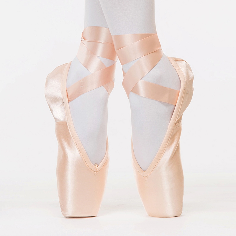 トゥシューズ 初心者 サテン リボン付き バレエシューズ ハンドメイド レディース レザーソール ドイツピンク F.R.Duval 1.0