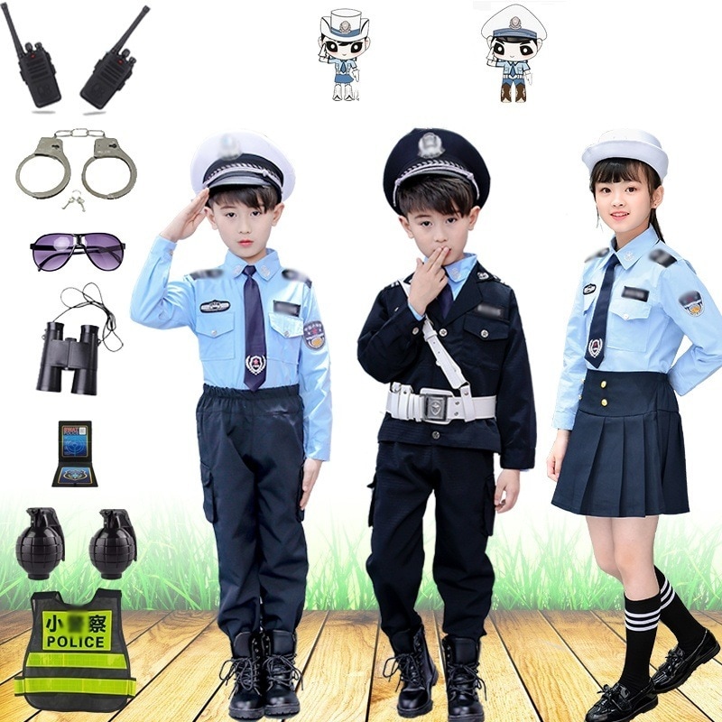 ハロウィン コスプレ 子供用 警察官 男の子用 女の子用 仮装 ポリス 制服 警察 警察官 男の子用 おもちゃの装備一式 ロールプレイ 交通警察パフォーマンス