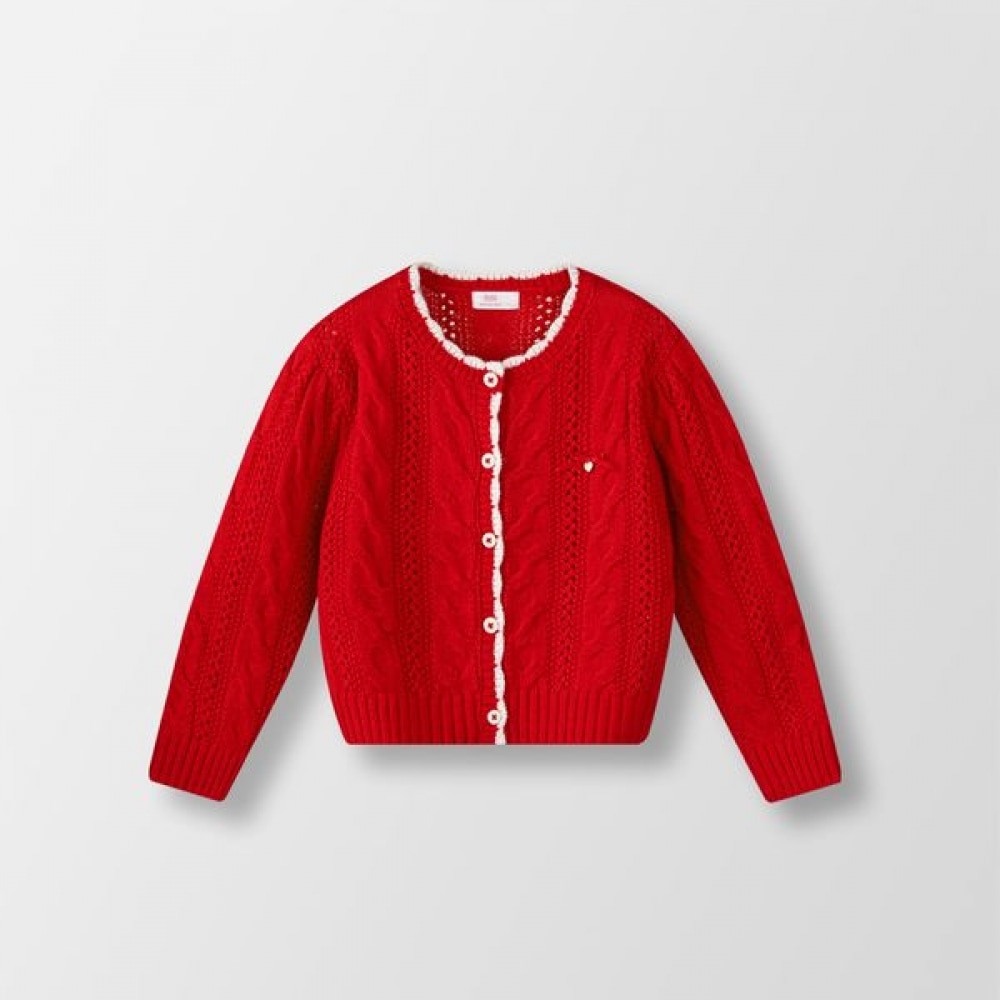 (ウォルトンキッズ) ルビープレッツェルニットカーディガン