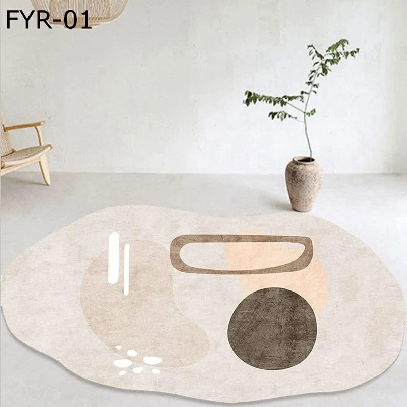 カーペット 楕円形 80x120cm ラグマット ラグカーペット 異型 ラグカーペット 不規則 春夏秋冬 絨毯 ラグマット 足拭きマット 洗える 滑り止め 防音マット 吸水 爽やか おしゃれ 北欧 リ