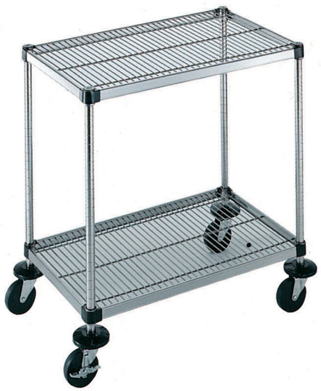 本間冬治工業 弁慶シェルフワゴン 2段 上下段メッシュ棚 460x760xH827mm 4-2-2M-7