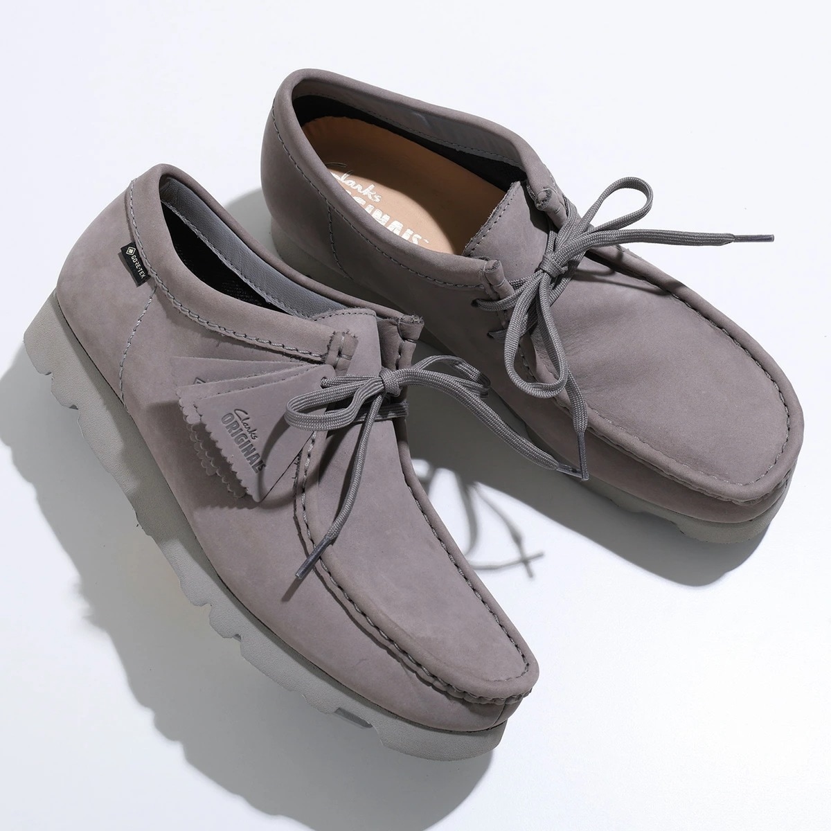 Clarks クラークス モカシン 26180662 WallabeeGTX ワラビー ゴアテックス メンズ GORE-TEX レースアップ ヌバック ローカット シューズ 靴 GREY-NUBUCK