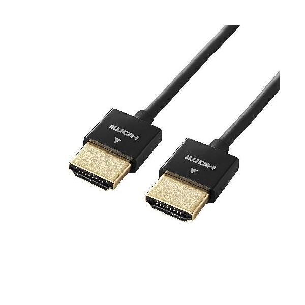 (まとめ)エレコム イーサネット対応スーパースリムHDMIケーブル(A-A) DH-HD14SS15BK(×2セット)