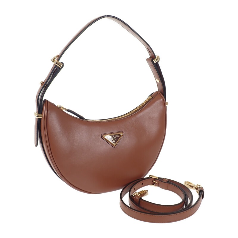 アーケスモールレザー ショルダー 2WAYバッグ ハンドバッグ レザー コニャック ゴールド金具 レディース【SAランク】