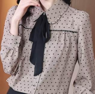 ボウタイ 取り外し可能 2WAY トップス シャツ ブラウス 袖あり 長袖 バルーンスリーブ 襟付き ストレート リボン 大人可愛い おしゃれ お洒落 大人女子 ラブリー キュート エレガント とろみ