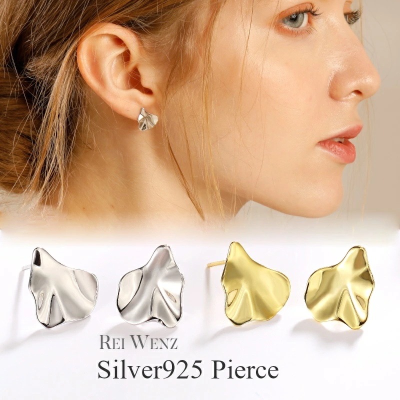 【高品質Silver925】ピアス シルバー S925 プレート イレギュラー 大ぶり シルバー 一粒 シンプル レディース ブランド プレゼント 人気