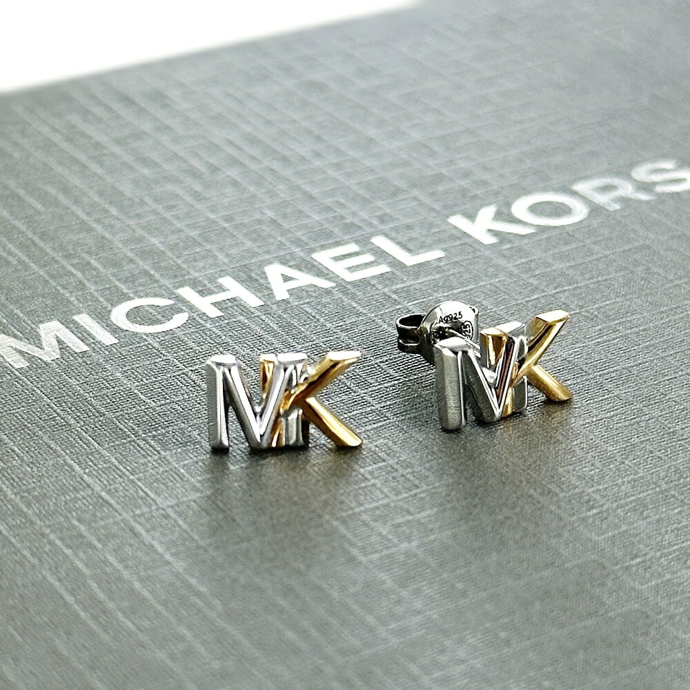 マイケルコース ピアス レディース ロゴ ツートーン おしゃれ シンプル シルバー925 スタッドピアス 両耳ピアス アクセサリー 結婚式 誕生日プレゼント 女性 妻 母 女友達 ギフト 贈り物 成人