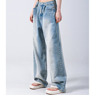 [華やかなシルエット]AVANDRESSバックルワイドデニムパンツ AVANDRESS バックルワイドデニムパンツ 多用途な単品スタイル
