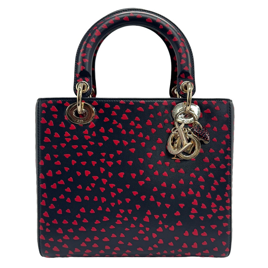 クリスチャンディオール Christian Dior ハンドバッグ ショルダーバッグ レディディオール レザー ネイビー/レッド レディース z1153