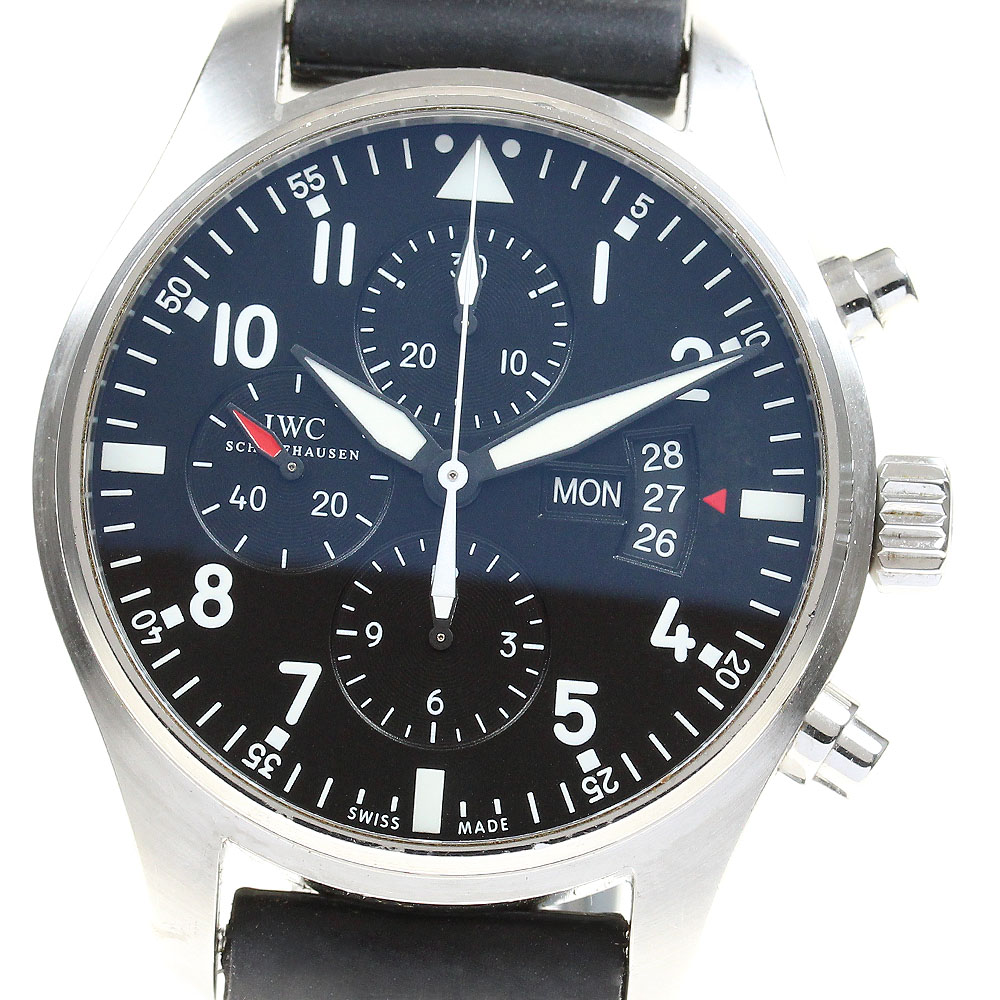 ベルト訳あり IWC IW377701 パイロットウォッチ クロノグラフ デイデイト 自動巻き メンズ _834407【中古】