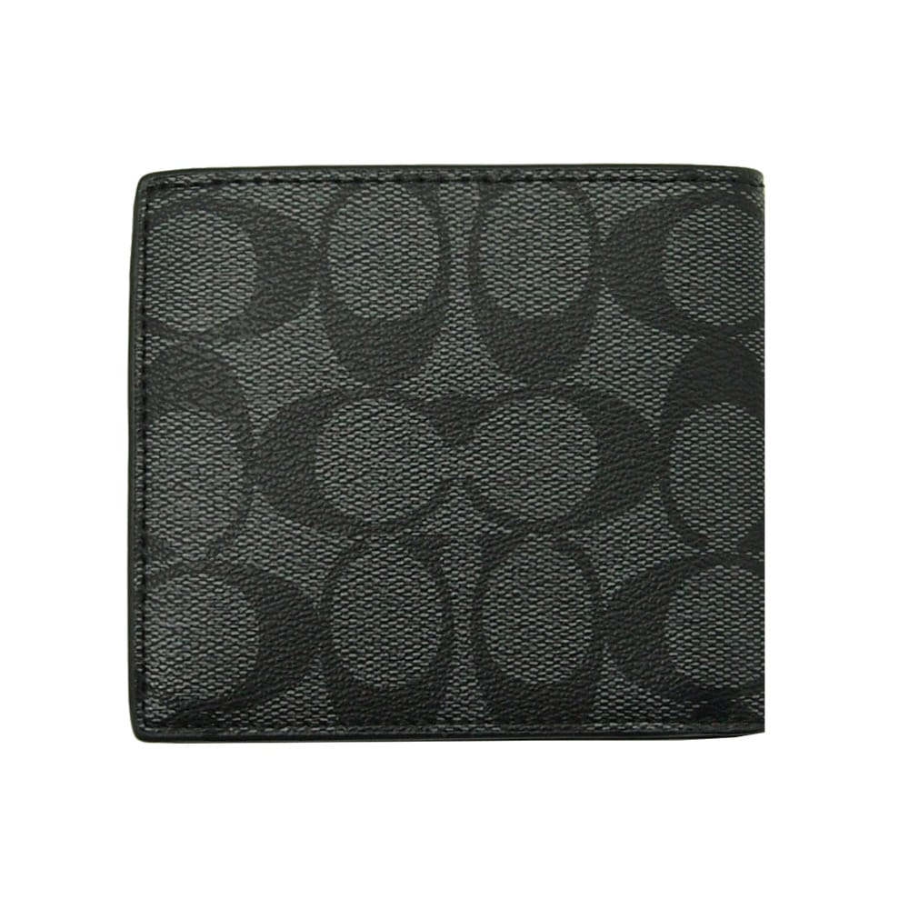 財布 二つ折り財布 F75006 チャコール×ブラック シグネチャーPVC レザー コイン ウォレット アウトレット