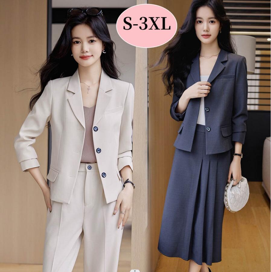 2点セット【ショート丈ジャケット+スカート】【ショート丈ジャケット+パンツ】自宅で洗える カジュアルスーツ 発表会 謝恩会 卒業式 入学式 春夏秋フォーマルスーツ ビジネススーツ リクルート レディー