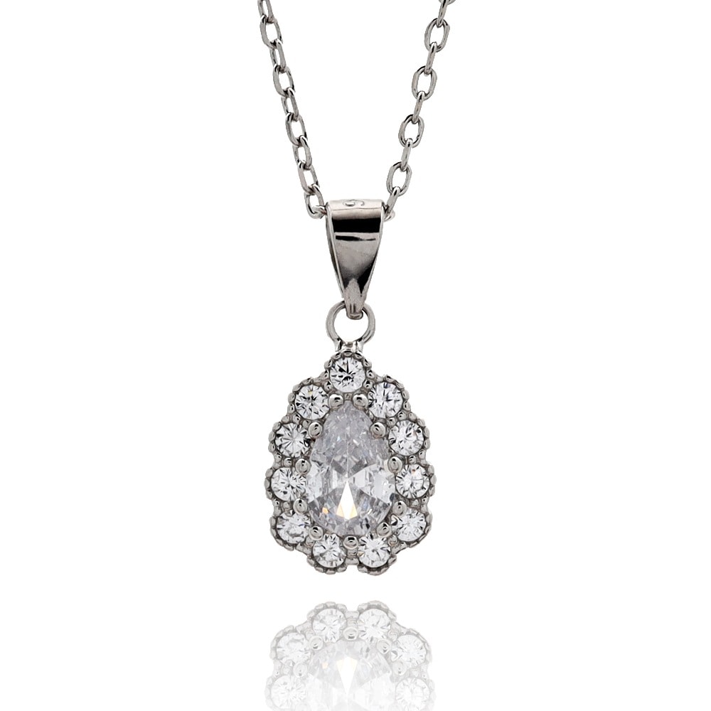 S925 ティアドロップ ネックレス 銀 [fhns015-silver]