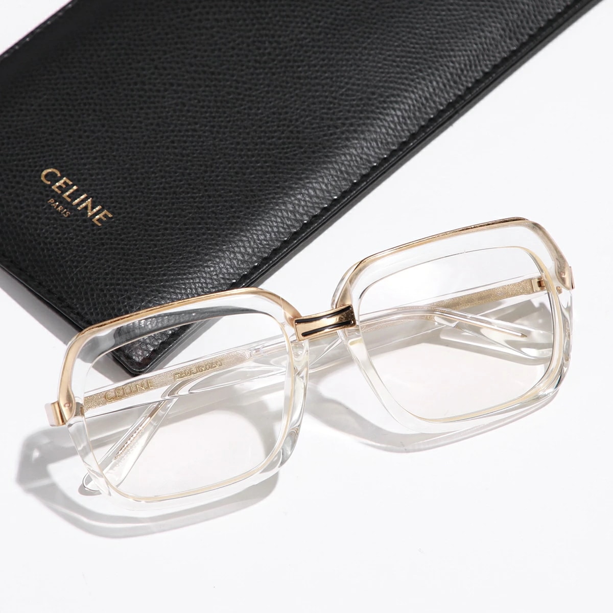 CELINE セリーヌ メガネ CL40050U レディース クリアレンズサングラス スクエア型 めがね 伊達メガネ ダテ 眼鏡 ロゴ アイウェア 022