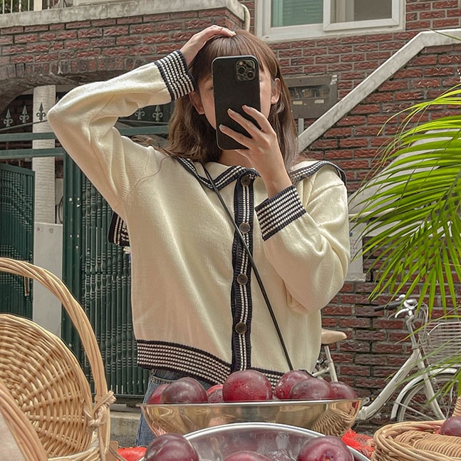 Lilac Sailor Collar Knit Cardigan sdg1749 4,692円