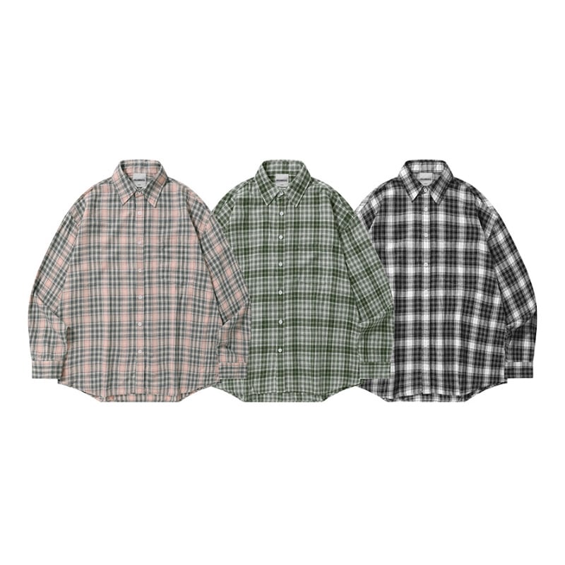 [ENHYPEN ソヌ 着用] Overfit Madras Check Shirt 3color 韓国 アイドル 長袖 ギンガム レディース メンズ 大きいサイズ おしゃれ