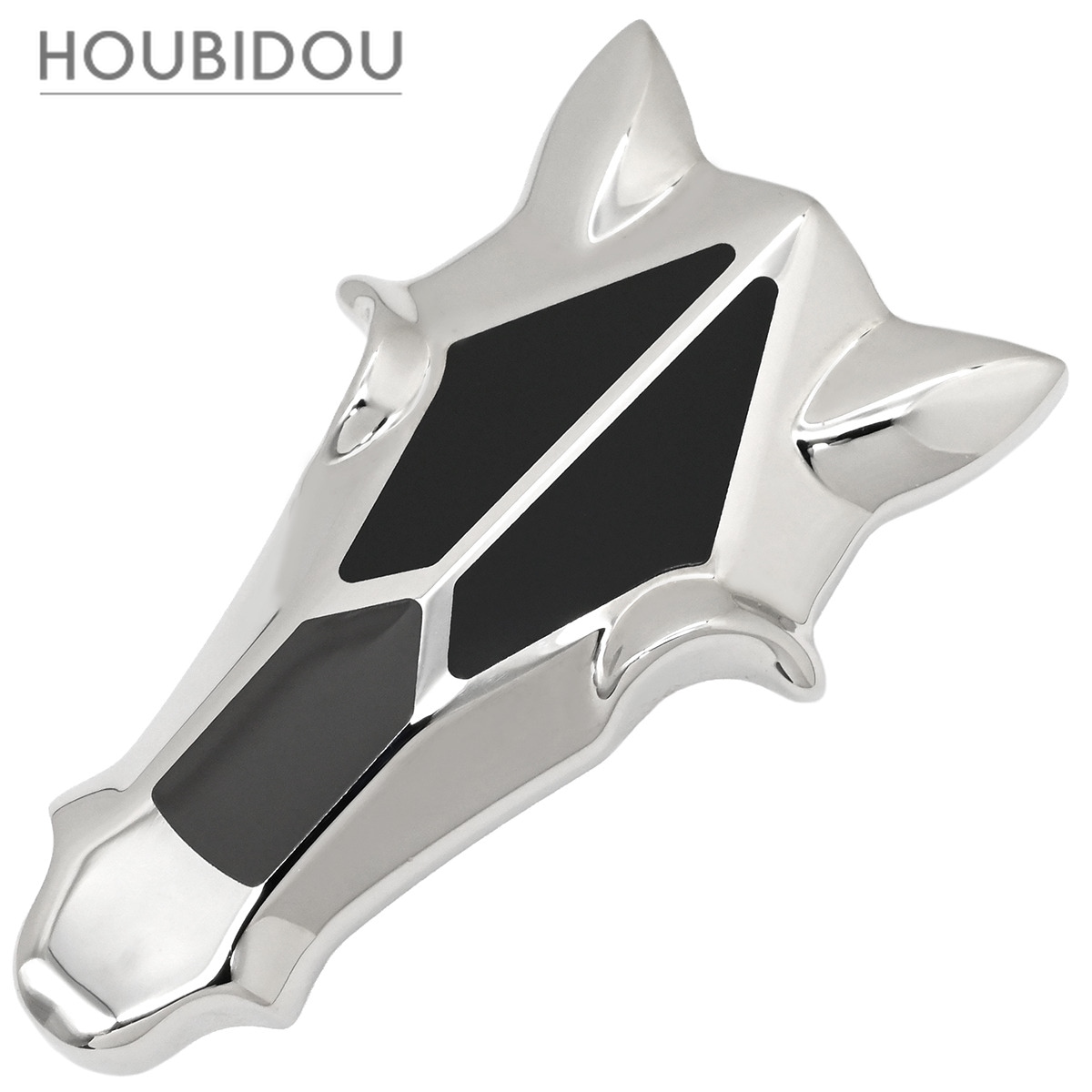 エルメス ブローチ デストリエ メタル ラッカー デュオ ドゥ グリ シルバー金具 馬 ホースヘッド 黒 シルバー 【箱】【中古】