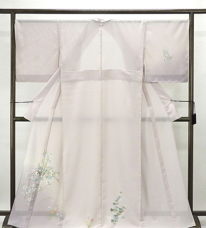 夏物 訪問着 新品仕立済 正絹 夏物 流水菖蒲撫子模様 身丈168cm 裄丈68cm 絽訪問着 新品 仕立て上がり 着物 wb2361