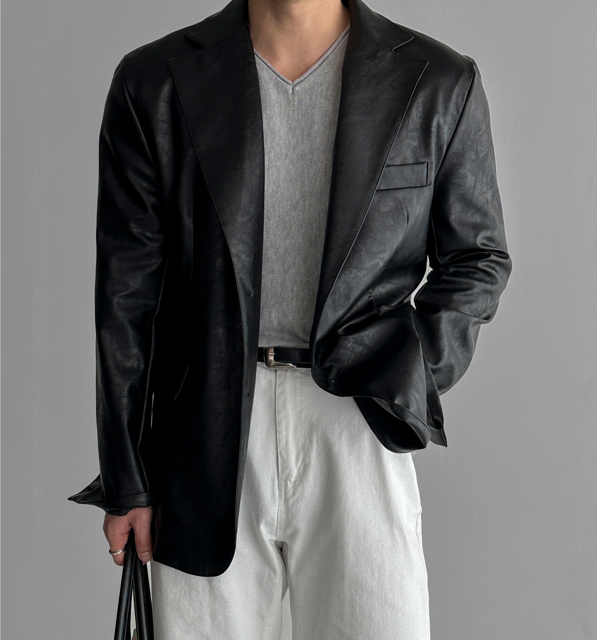 韓国 ブランド 男性用 フレディ レザー ジャケット 00294890512