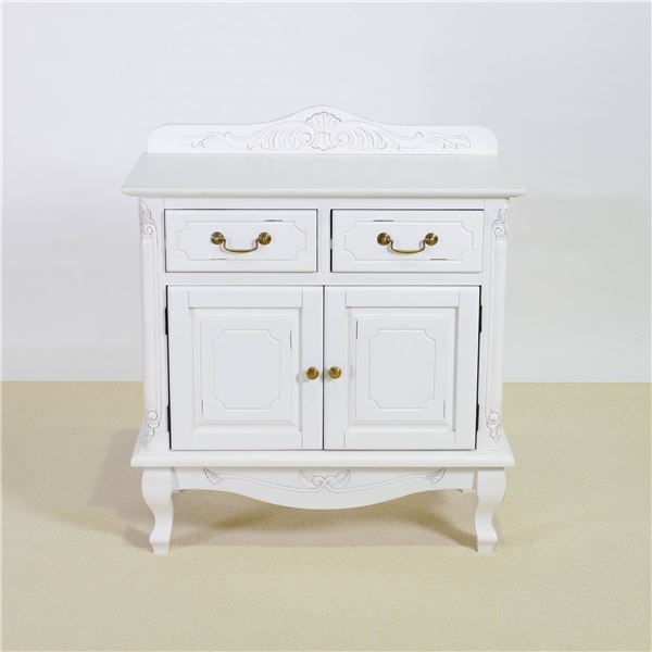 キャビネット/収納棚 約幅75x奥行40x高さ85.5cm ホワイト 完成品