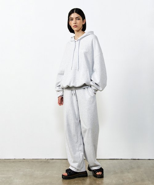Signature relax wide pants - MELANGE WHITE