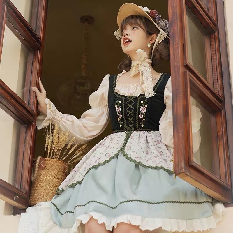 リータワンピースとブラウスセットアップ可愛い 二次元かわいい新作公主 かわいい ロリ学園祭 A78