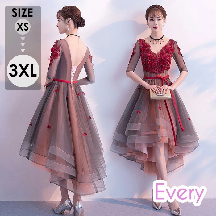 ドレス 大人 ピアノ 発表会 ドレス 大人 パーティードレス アシンメトリードレス 演奏会 韓国 ぽっちゃり フィッシュテール Vネック 編上げタイプ 大きいサイズ 成人式 二次会 披露宴 司会者 2 8,599円