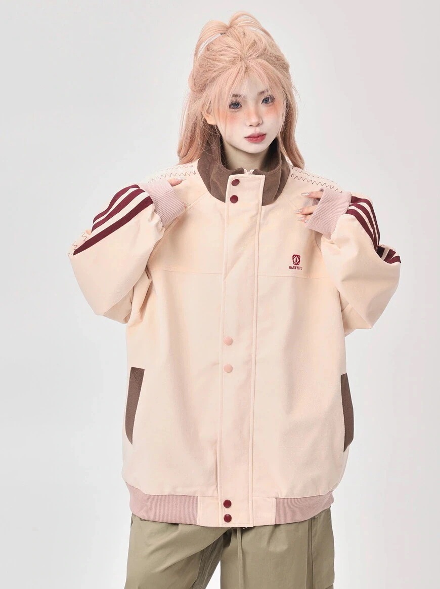 【急速出荷!】24 韓国 かわいい レディース ックスタンドネックアウターブルー ブラックブルゾンお出かけ長袖セクシーシルエットトップスサイドカジュアルファッション系サイズお出かけフル丈トラック