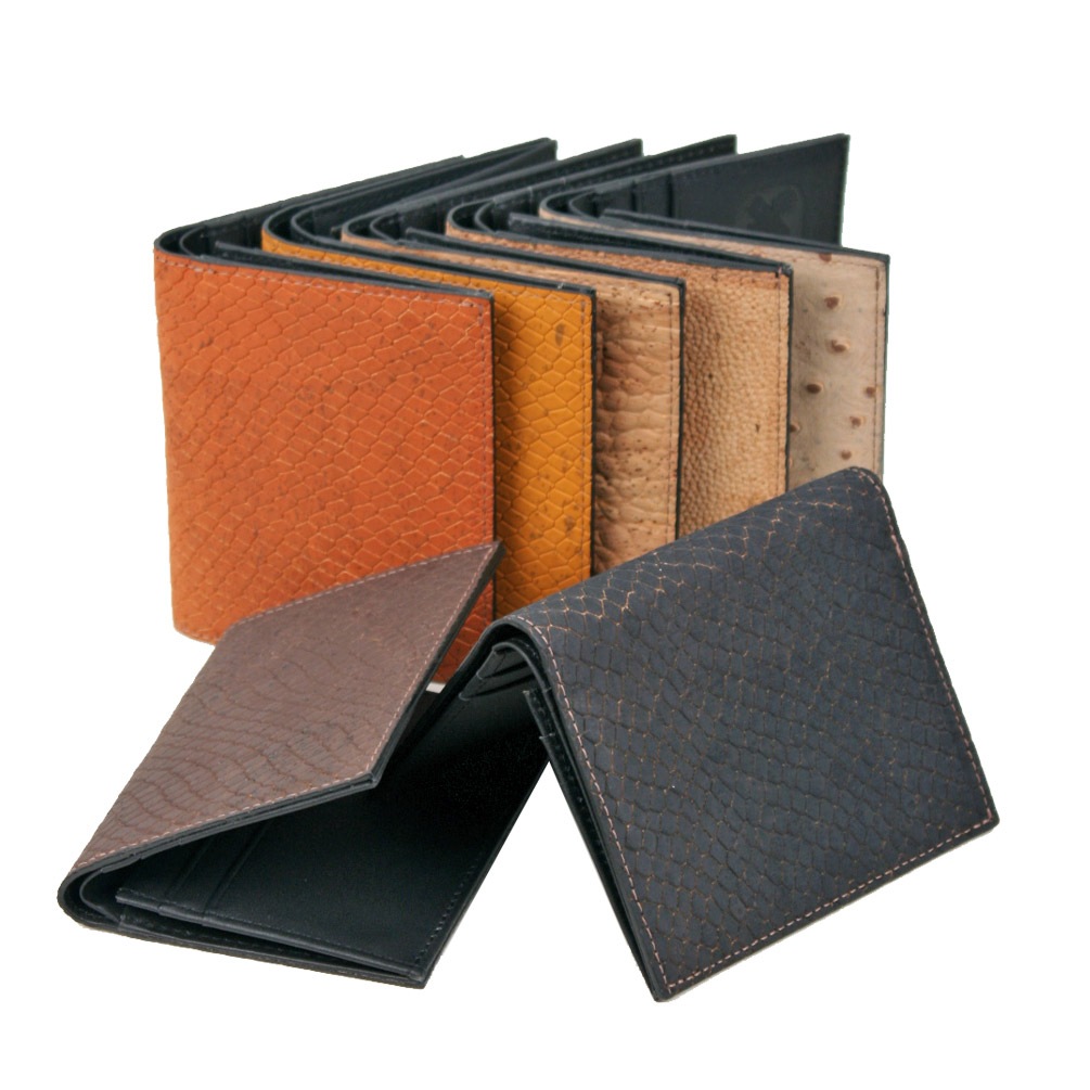 ミニ縦半分折りの財布植物革コルクビーガンリサイクルアップサイクル財布