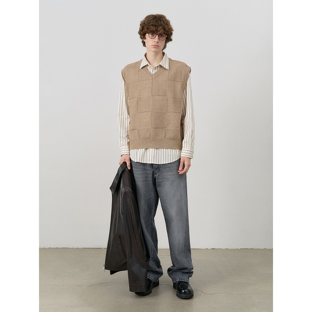 Dunst メンズユニセックスディバイド V ネックニットベストキャメル M UDSW4C111CM 10,990円