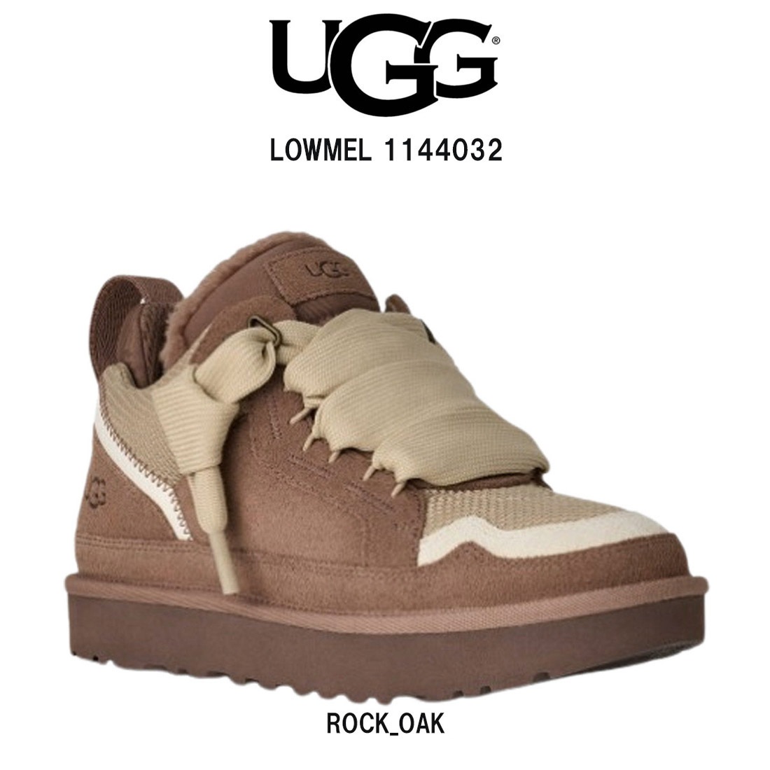 UGG レディース ローメル スニーカー シューズ スエード キャンバスメッシュ 異素材 ロゴ レースアップ 厚底 靴 Lowmel 1144032