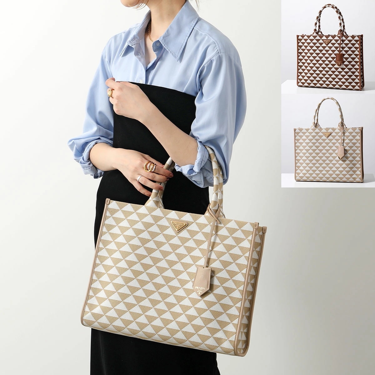 PRADA プラダ トートバッグ 1BA356 OOO OOM 2FKL レディース ハンドバッグ トライアングルロゴ キーリング付き 鞄 カラー2色