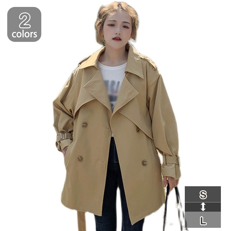 トレンチコート レディース ショート丈 春コート 秋コート アウター コート シンプル 春 秋 スプリングコート 通勤 通学 オフィス カジュアル 20代 30代 40代 黒 可愛い おしゃれ お出か
