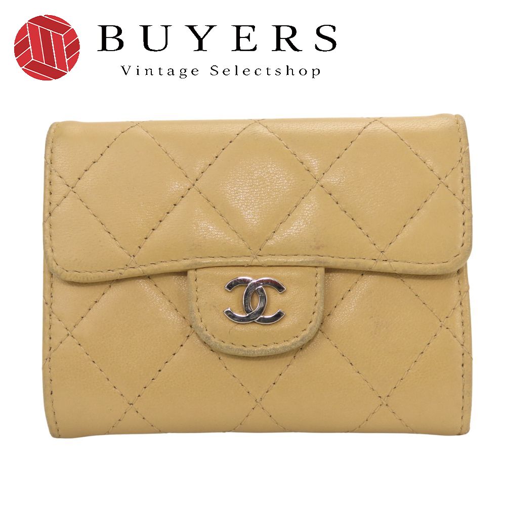 中古 コインケース タイムレスクラシック ラムスキン ベージュ シルバー金具 10番台 ココマーク レディース 女性