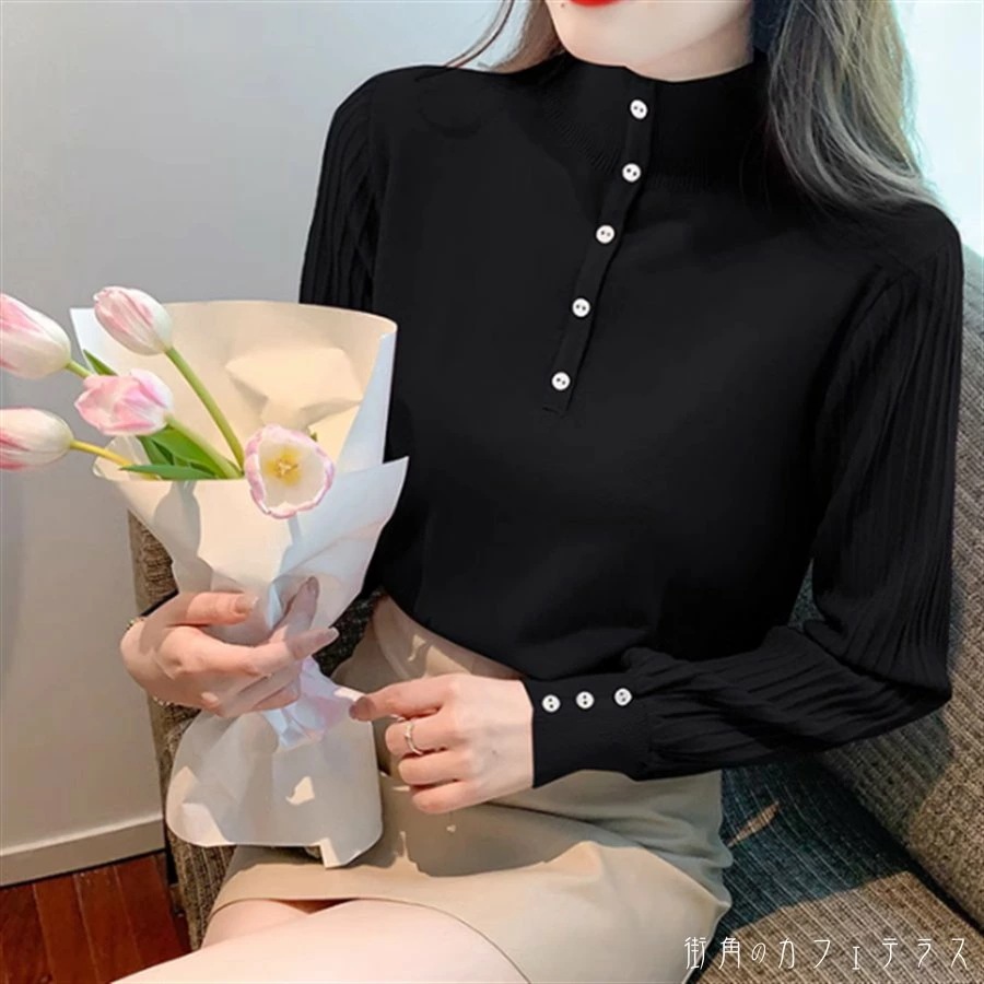 トップス 4色 セーター ロング丈 長袖 ハイネック Aライン フレア プルオーバー ニット かわいい 大人可愛い 大人女子 こなれ感 シンプル カジュアル 大人 上品 おしゃれ お洒落 ラフ コンサ