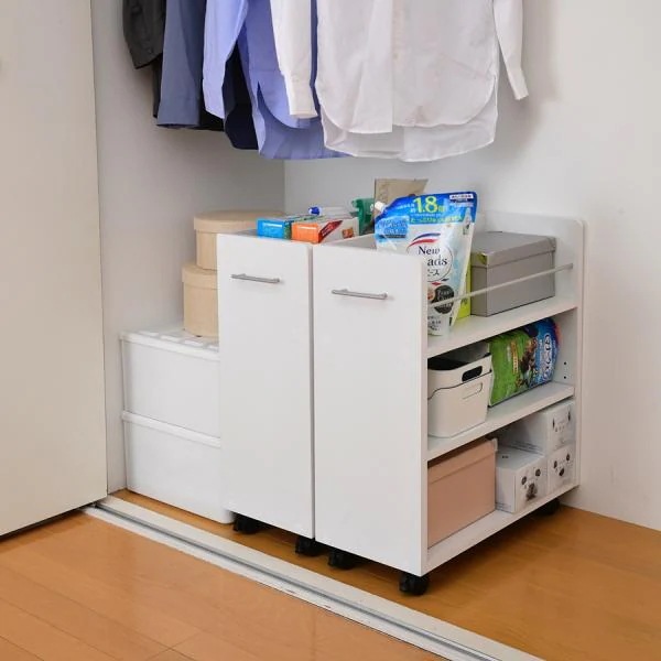 収納ラック クローゼット 押入れ すき間収納 隙間収納 キャスター付き サイドラック 棚 キッチン収納 サイドワゴン CD収納 DVD収納 省スペース 薄型 ラック 本棚