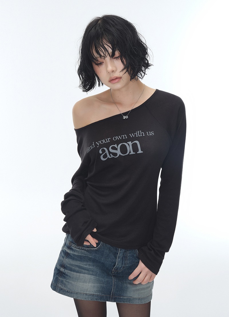 【AS"ON】 6WOL 5IL SUNCHABAESONG LETTERING LONG SLEEVE / BLACK 正規品