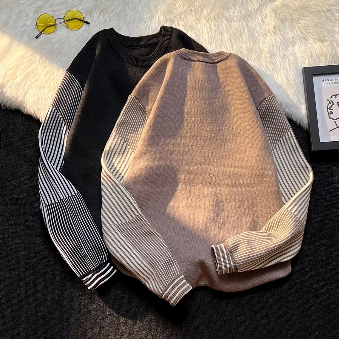 【上質】イン カジュアル ストライプ柄 プルオーバー 長袖 ニットセーター レディース 秋 冬 秋コーデ