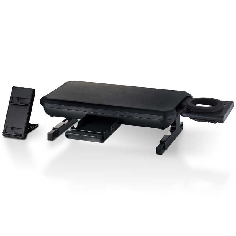エレコム　ELECOM　モニター台 机上台 高さ2段階調整 ～27インチ 耐荷重20kg スマホスタンド ドリンクホルダー 付 ブラック　PCA-DPSP4123BK