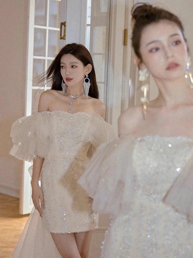 気質 パーティードレス2024大人気 新作 高級感 気質 ワンピース 花嫁ロングドレス 結婚式ワンピース 結婚式 ドレス ウェディングドレス 白 ロングドレス 韓国ファッション51