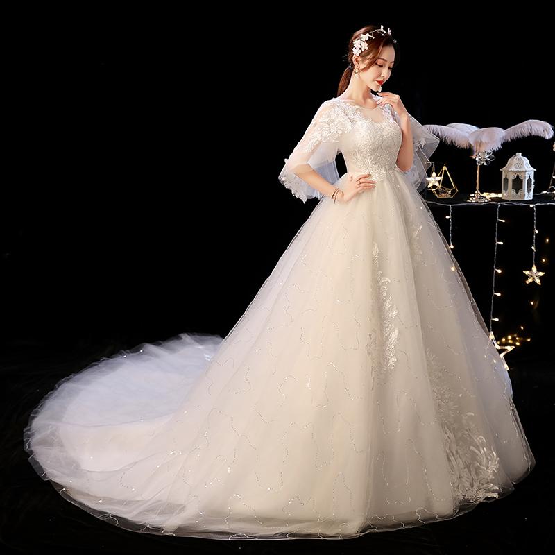 マタニティウェディングドレス 二次会 結婚式 披露宴 ブライダル ロングドレス ハイウエスト 花嫁 ウエディングドレス プリンセスライン オフホワイト 編み上げ