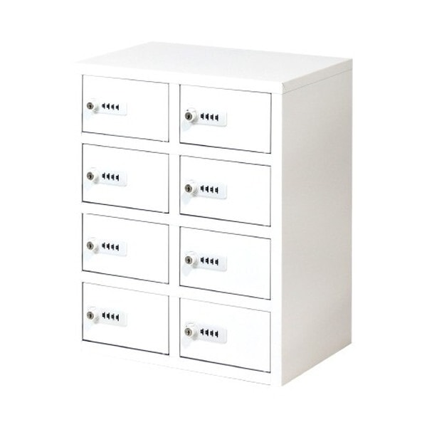 Netforce NSAFE-24-W-WH ホワイト 貴重品ロッカー 2列4段 8人用 ダイヤル錠 (幅400mm) メーカー直送