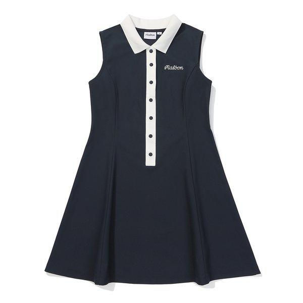 [マルボン公式] ボタンアップ スリーブレース ワンピース NAVY (WOMAN)