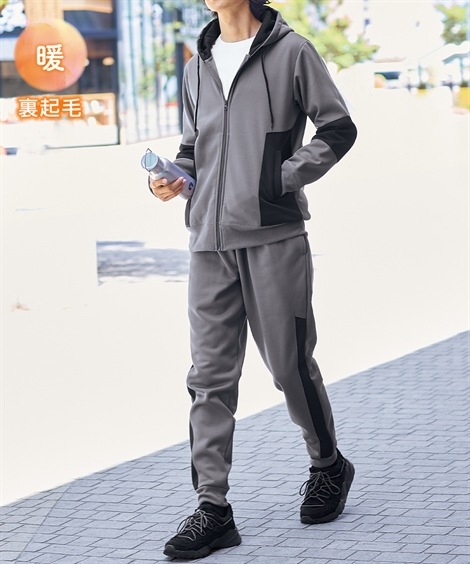 パーカー・トレーナー 裏起毛切替上下セット 大きいサイズ有