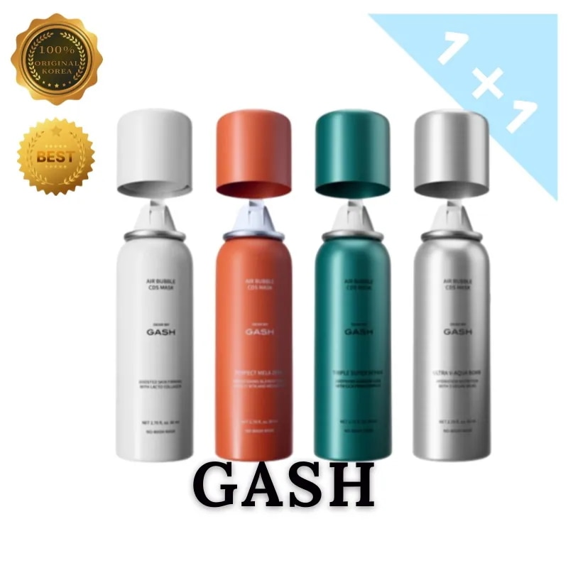 G*ASH 1+1 【Qoo10限定特/しっとり内側から輝く・化粧ノリUP・ハリ弾力】150回分 / 10秒マイクロバブルパック 4種より選択 特許技術の高濃度マイクロバブル【限定】毛穴＆ツヤ肌