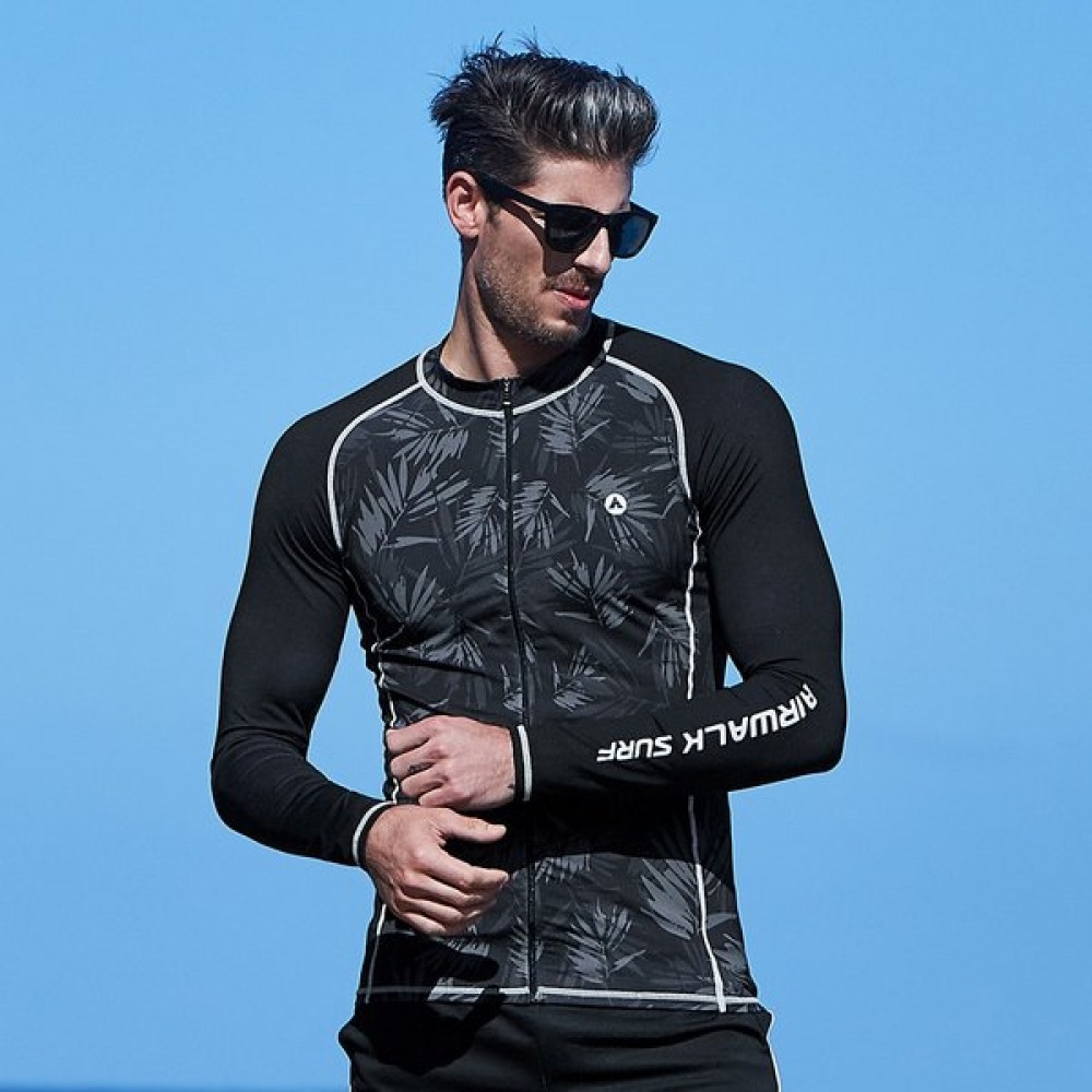 メンズジップアップラッシュガード YA-5048 BK