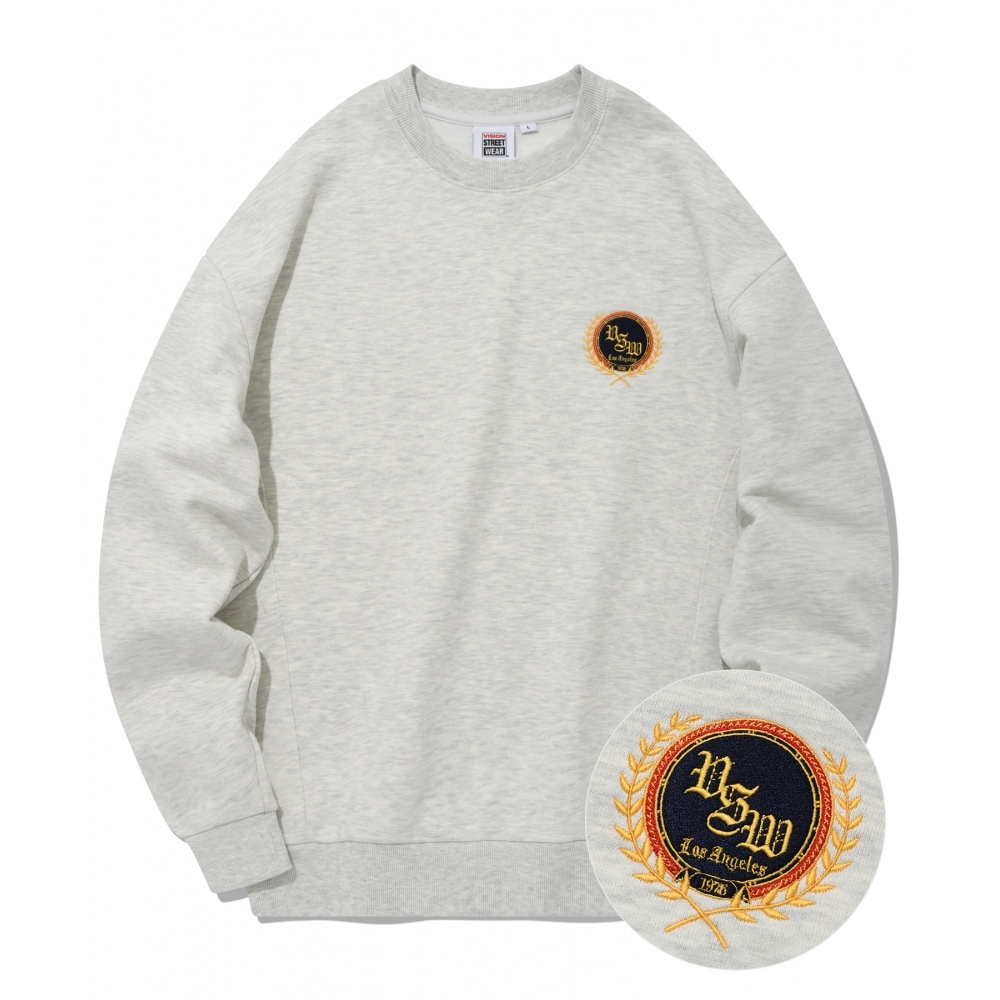 VISION StreetWEAR VSW エンブレム クルーネック オートミール