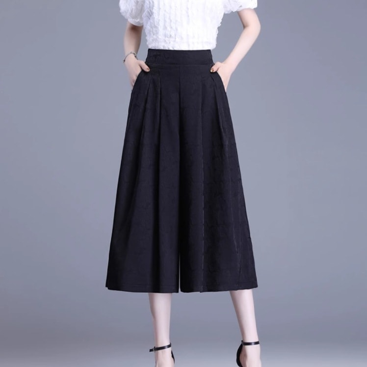 フレアパンツ ボトムス パンツ クロップドパンツ 7分丈 ワイド ガウチョ ポケット ハイウエスト かわいい 大人可愛い きれいめ シンプル カジュアル 大人 上品 おしゃれ お洒落 かっこいい