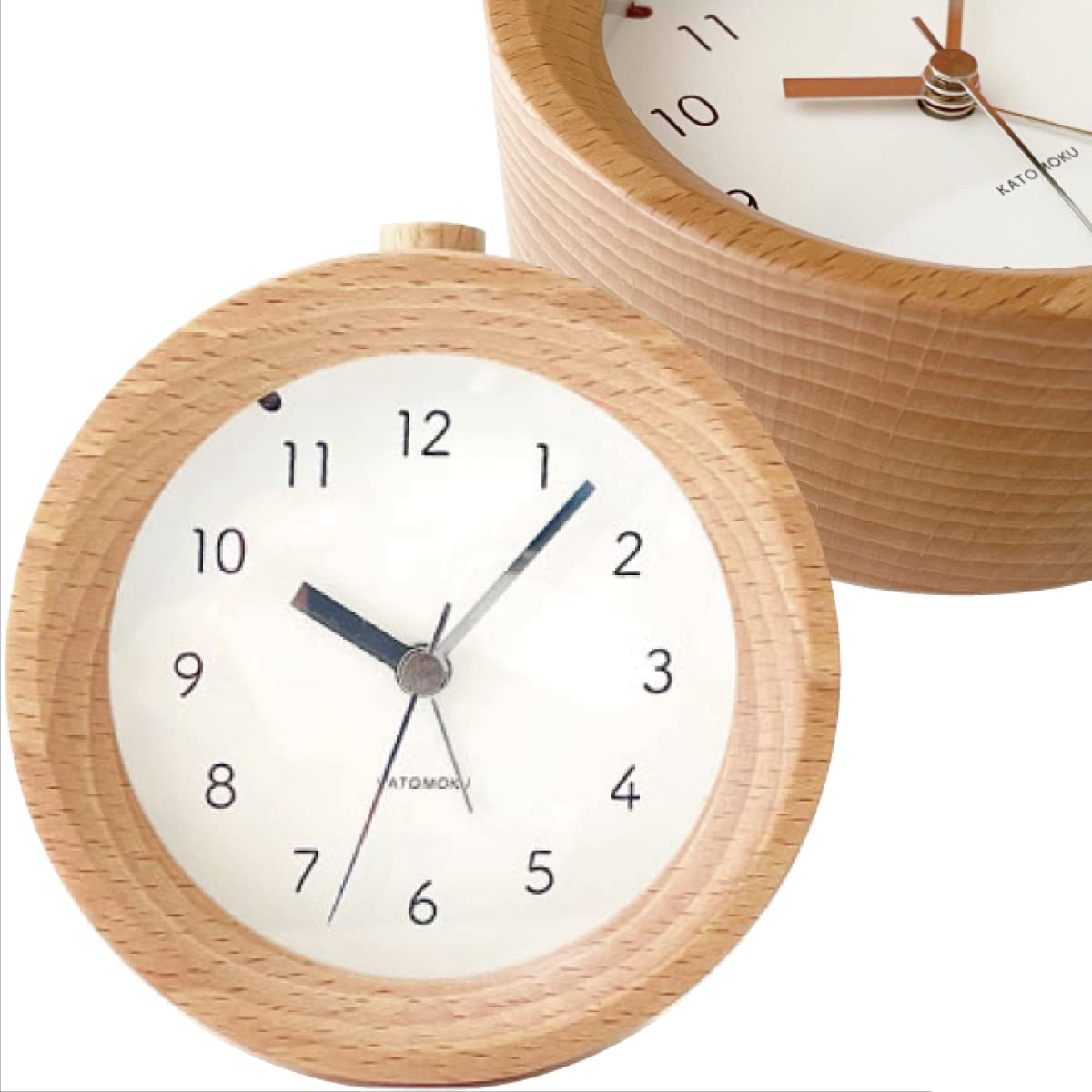 KATOMOKU Alarm Clock 6 ナチュラル km-89NA 目覚まし時計 木製 スヌーズ ライト 11×11.6×4.6cm